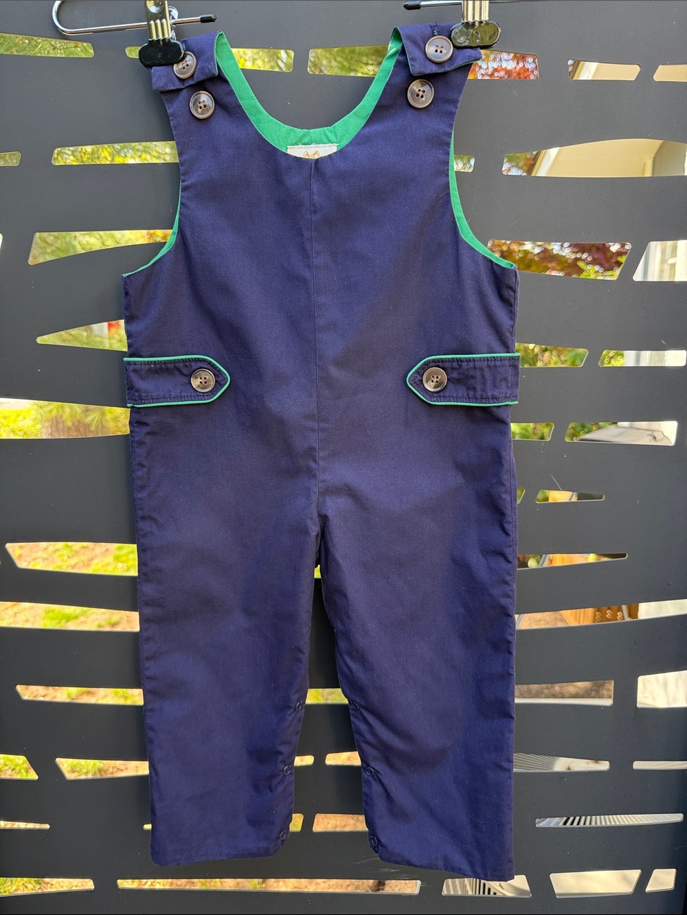 The Beaufort Bonnet Company Boys Navy Longall  with Green Trim S 18-24mos